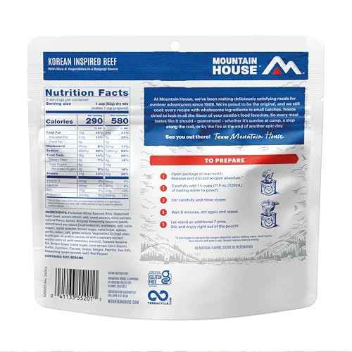 Mountain House GlutenFree Korean Inspired Beef FreezeDried Food for Camping, 12 Servings, 30Year ShelfLife