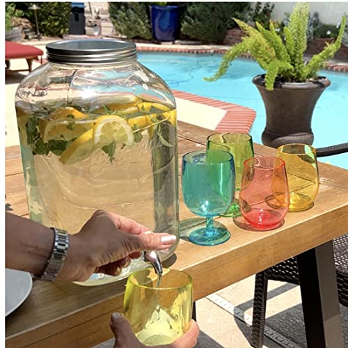 Lily's Home - 2 Gallon Beverage Dispenser with Lid and Spigot (Set of 2), BPA Free, Plastic Drink Dispenser for Water, Ice...