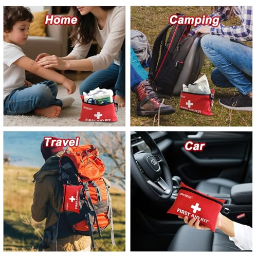 DWCHECK Mini First Aid Kit,132 Piece Small Waterproof Emergency Medical Kit for Travel, Car, Home, Office, Camping, Hiking...