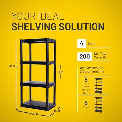 Plano 4-Shelf Plastic Storage Shelves, 48¡± x 23¡± x 14¡±, 200lb Capacity, Pantry, Office, Closet and Garage Shelves, Easy to Assemble, Durable Plastic Shelving Unit