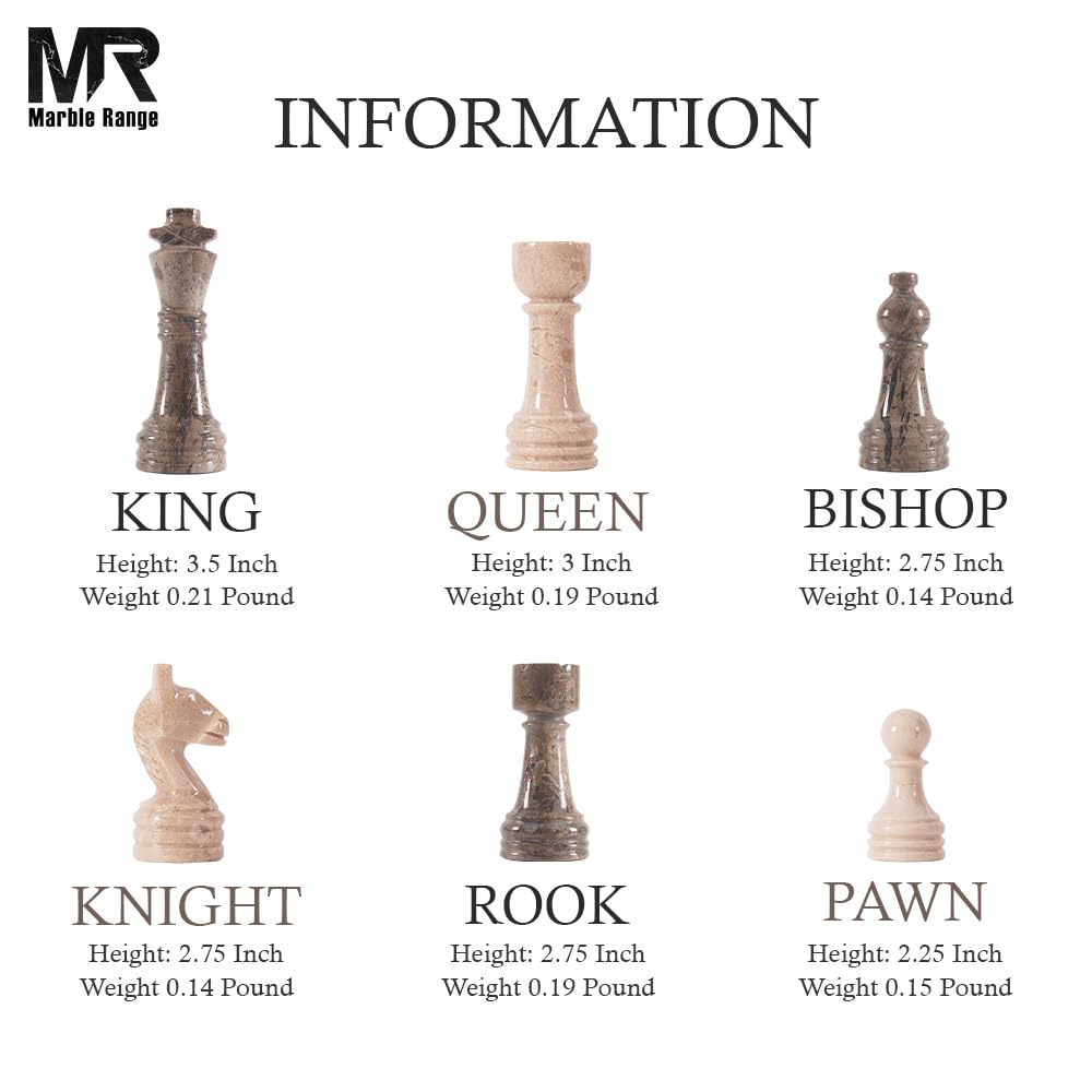 Marble Chess Set for Adults 15" Handmade Oceanic & Verona Board Game with 32 Chess Pieces, 2 Extra Queens & Storage Box, Luxury Travel Game – Elegant Home Décor