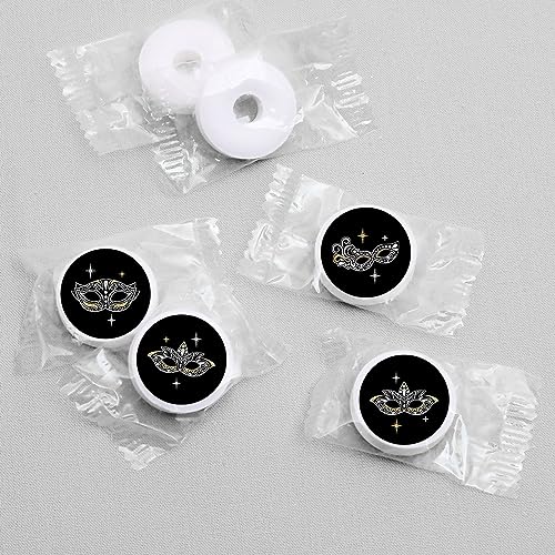 Big Dot of Happiness Masquerade - Venetian Mask Party Round Candy Sticker Favors - Labels Fit Chocolate Candy (1 Sheet of ...
