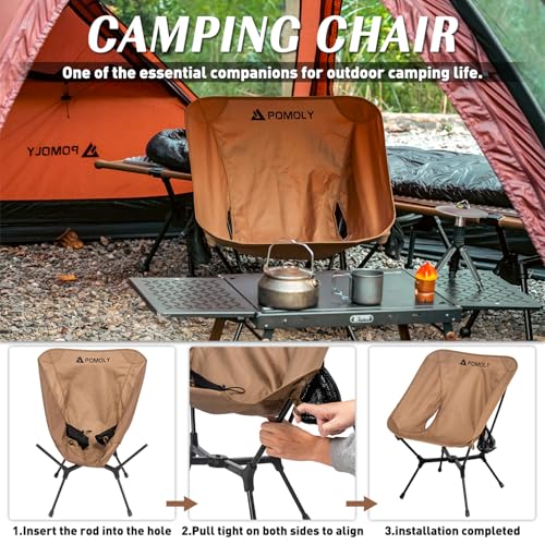 POMOLY Ultralight Camping Chair Folding Backpacking Chair, MOK Lightweight Folding Hiking Chair with Side Mesh Pockets, Co...