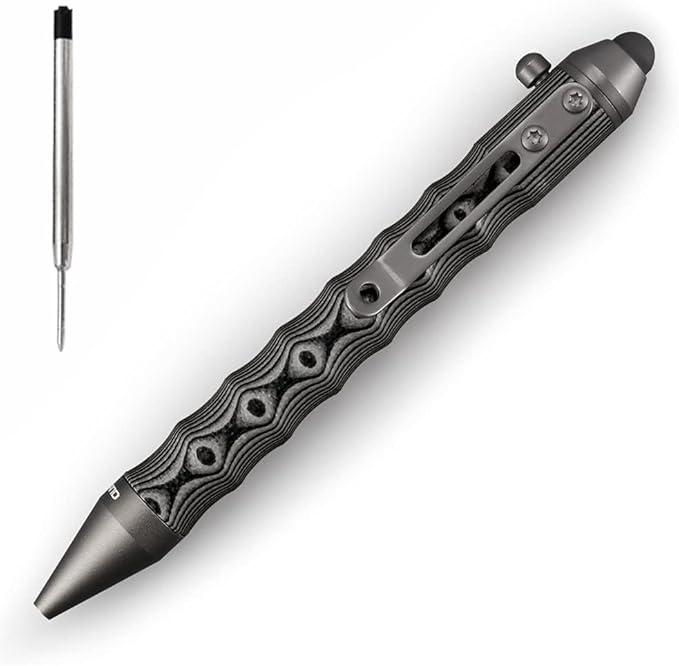 Cool Hand 4.5'' EDC Ballpoint Ink Refillable Bolt Action Tactical Pens Stylus for Touch Screen, Ergonomic Grip, Hold in Te...