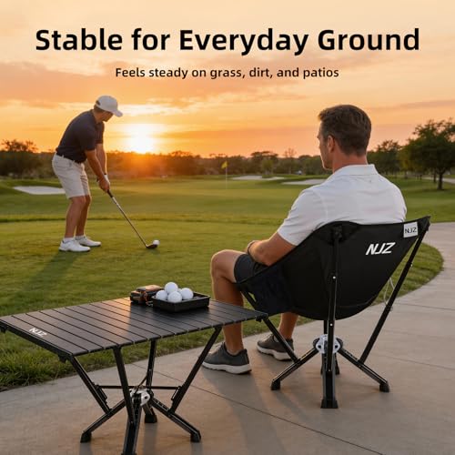 NJZ Folding Outdoor Chair — Easy Outdoor Comfort, Simple One-Piece Design, Stable Aluminum Frame, Relaxed Seating for Back...