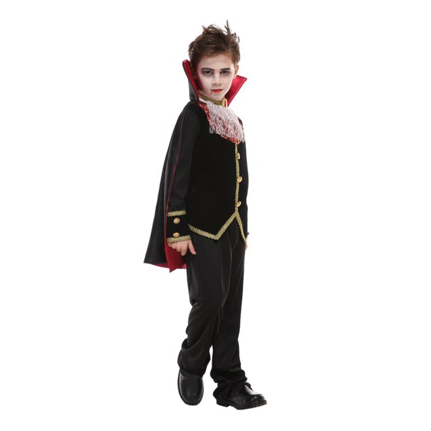 ZNTU Boys Vampire Costume Scary Halloween Costume - Gothic Cape Royal Outfit for Halloween (Vampire Boys, 4-6 Years)