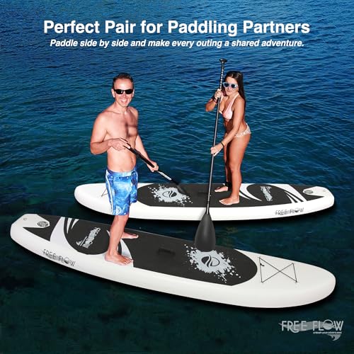 SereneLife 10’ Inflatable Stand Up Paddle Board 2-Pack with Premium SUP Accessories – 32” Wide Stable Design with Non-Slip...