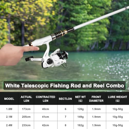 Telescopic Fishing Rod and Reel Combo, 6.89FT 7.89FT Collapsible Fishing Kits, Carbon Fiber Fishing Pole Spinning Reel Lur...