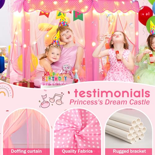 Monobeach Princess Tent Girls Large Playhouse Kids Castle Play Tent with Star Lights Toy for Children Indoor and Outdoor G...