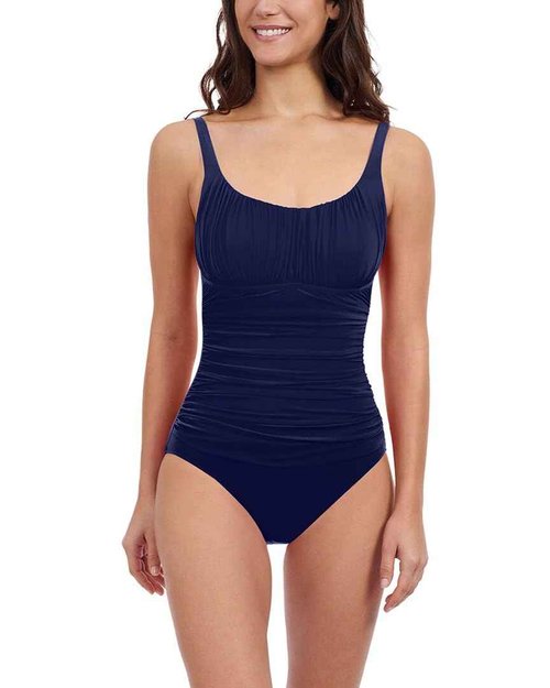 Profile by Gottex Women's Standard Tutti Frutti Side Shirred One Piece, Black