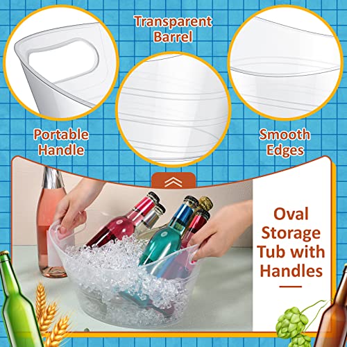 Norme 24 Pcs Oval Storage Tub with Handles 4.5L Plastic Ice Bucket, Wine, Beer, Champagne Drink Cooler for Parties, Bevera...