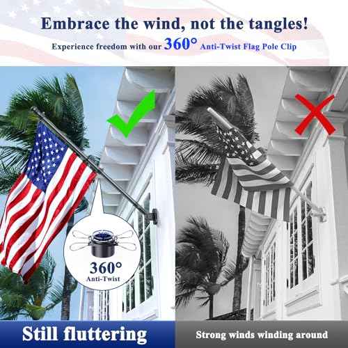 PHITRIC Flag Pole Kit, Tangle Free Spinning Stainless Steel Rustproof Flagpole for 3x5 Sports Fan Outdoor Flags for Outside House (Black, 6FT, with Bracket)