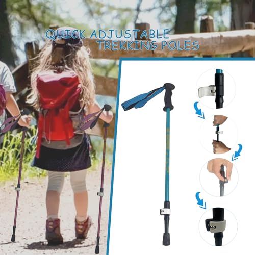 ALYEEPLOR Kids Hiking Poles, 2PCS Todder Collapsible Trekking Poles for Hiking, Ski, Outdoor Activities, Todder Hiking Ess...