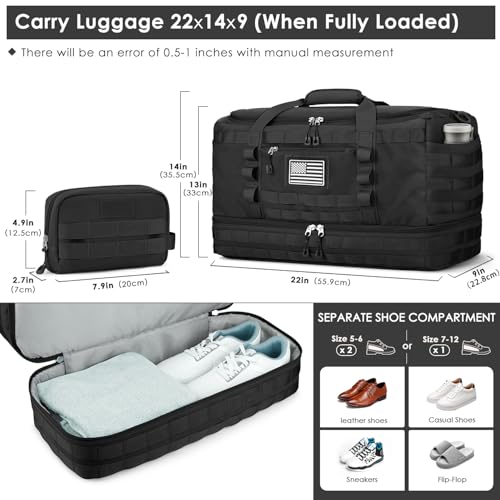 ETRONIK Gym Bag for Men Women, Carry on Luggage 22x14x9 Airline Approved, Tactical Travel Duffle Bag with Toiletry Bag and...