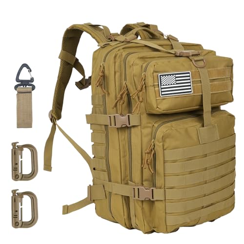 Oraynn 50L Large Military Tactical Backpack Molle Army Assault Pack for Travel Camping Hiking Fishing Backpack for men (kh...