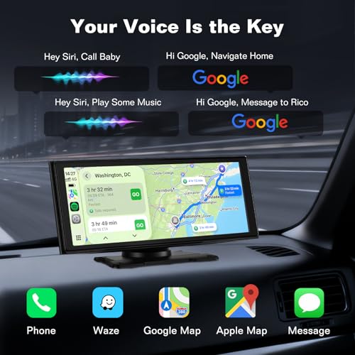 Stihoze 10.26'' Wireless CarPlay Screen for Car with 4K Dash Cam & 1080P Backup Camera, Apple Car Play & Android Auto Car ...
