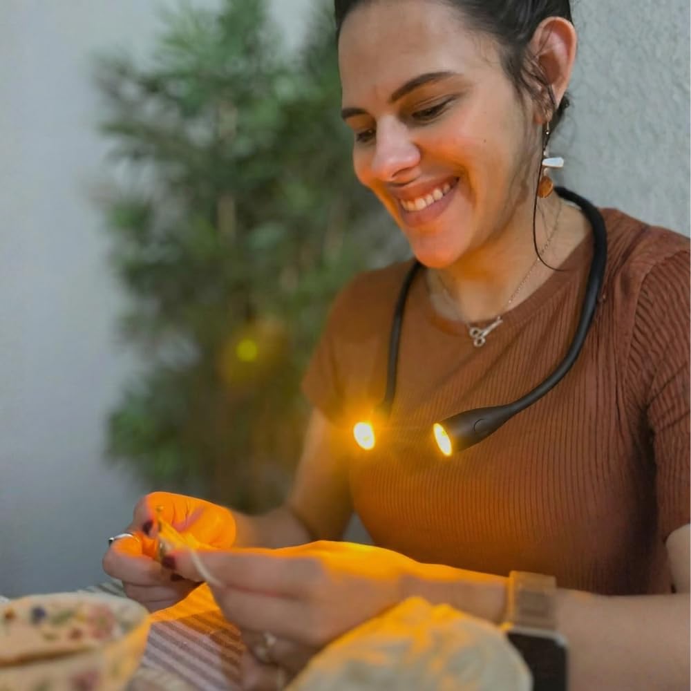 Lumos Knitting Light, Crafter Light Around Neck for Knitters and Crocheters, 3 Colors & Adjustable Brightness. Portable, Wearable, Rechargeable&Long Lasting (Black)