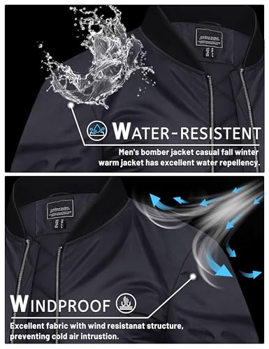 TACVASEN Mens Bomber Jackets Casual Fall Winter Warm Windbreaker Full Zip Windproof Outwear Color-Blocking Coats