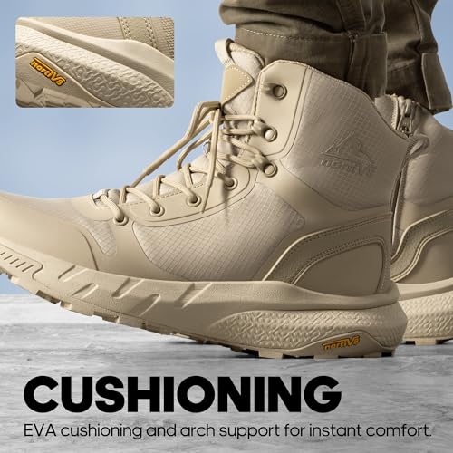 NORTIV 8 Men's Military Tactical Boot Lightweight Comfortable Boots for Work All Day Side Zipper Motorcycle Combat Hiking ...