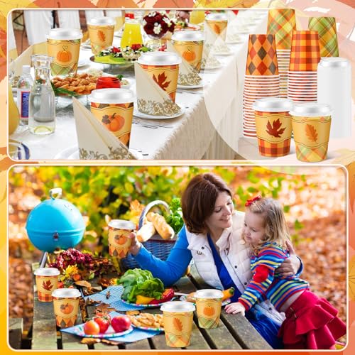 Mimorou 100 Pcs Christmas Disposable Coffee Cups with Lids and Sleeves Bulk 8oz Paper Cup Xmas Cups for Coffee Hot Cocoa B...