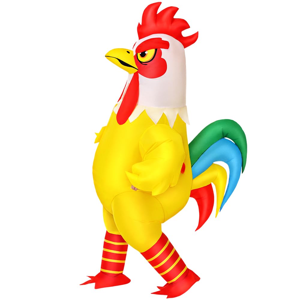 KOOY Inflatable Chicken Costume Adult, Inflatable Costumes for Adult, Inflatables Rooster Costume Women/Men for Fancy Funny Party, Full Body Blow Up Costumes, Cock Dress Chicken Onesie for Halloween