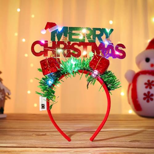 Gangel Light Up Christmas Headband LED Glow Xmas Hairband Holidays Party Hair Accessories for Women