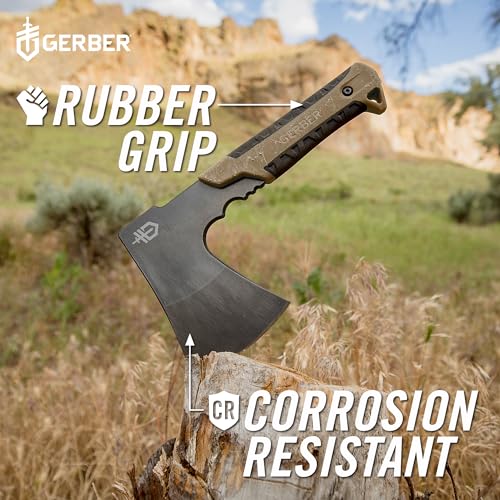 Gerber Gear Pack Hatchet - 3.5" Steel Blade Axe with Full Tang - Survival, Bushcraft and Camping Gear - with Mountable Nyl...