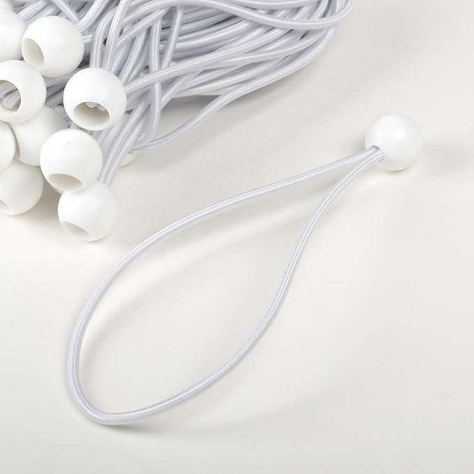 ATE Pro. USA - 9" Ball Bungee Cord Premium Heavy Duty White100 pcs, UV Resistant, Canopy Tie Downs for Tarps, Camping, She...