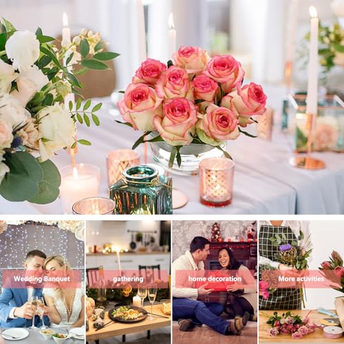 4PCS Acrylic Flower Vase for Centerpieces, 5.51" 12 Holes Clear Round Vase, for Wedding Birthday Party Table Decor Indoor/...