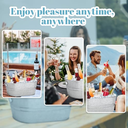 2 Pack 3 Gallon Galvanized Tub Ice Buckets for Parties Portable Beverage Tub Champagne Bucket Metal Ice Buckets for Cockta...