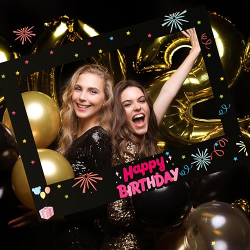 Beeveer 32 x 24 Inch Photo Booth Selfie Frame Prop Booth for Birthday Event Parties Large Blank DIY Cutout Props for Funny...