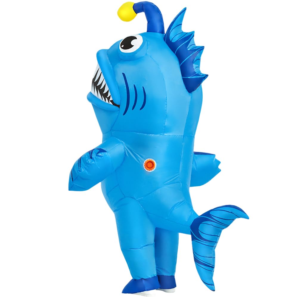 KOOY Inflatable Costume Adult, Fish Costume, Angler fish Costume, Funny Blow up costume for Adult,Halloween Costume for Men Women