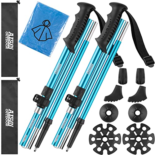 AISUNOURDOOR Lightweight Adjustable Trekking Poles, Aluminum Collapsible Travel Hiking or Walking Sticks for Women Childre...