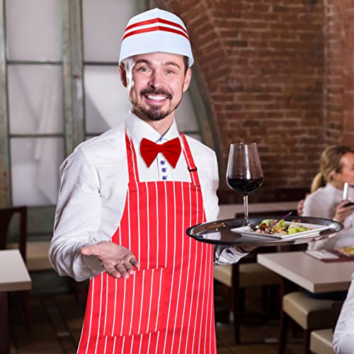 Keymall Waiter Costume Kit-Soda Jerk Costume Kit-Including 3 Pieces Hat Apron Bow Tie For Halloween 1950s Theme Costume