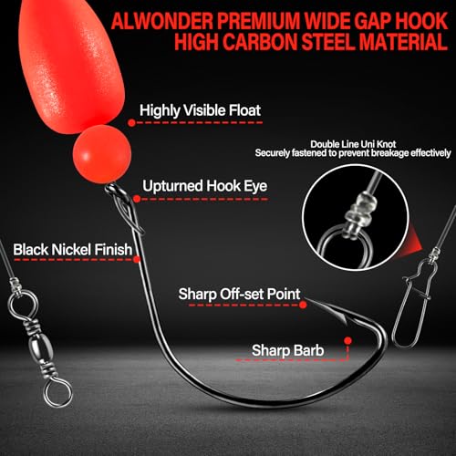 Alwonder 5-Pack Pompano Rigs Surf Fishing Rigs with Snell Floats, Saltwater Live Bait Rig Swivels Duo Lock Snaps Circle Wi...