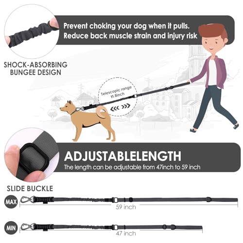 Hotsky Tactical Dog Leash Heavy Duty for Medium Large Dogs That Pull,4-6Ft Strong Bungee Shock Absorbing No Pull Dog Leash...