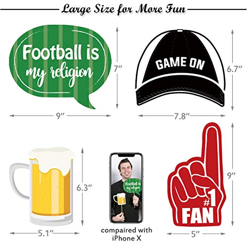 Football Photo Booth Props Kit, 26 Pieces Football Season Photobooth, Game Day Decoration Supplies Gift, Fun Photography P...