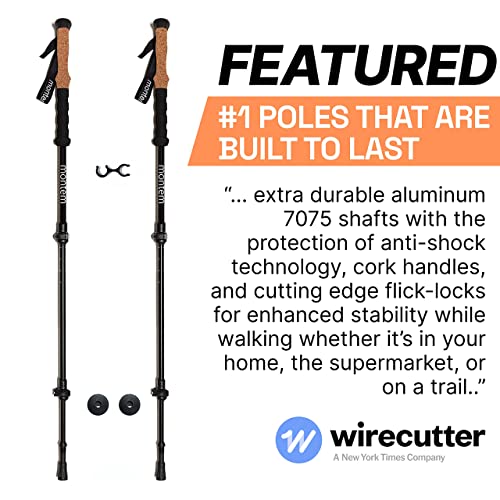 Montem Ultra Strong Trekking, Walking, and Hiking Poles - One Pair (2 Poles) Anti-Shock Cork Handle - Collapsible, Lightwe...