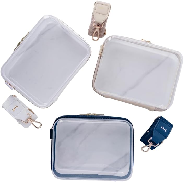 M + L Clear Stadium Clutch, PVC Transparent Purse, 8x6x3 inches, Event Approved Crossbody Bag