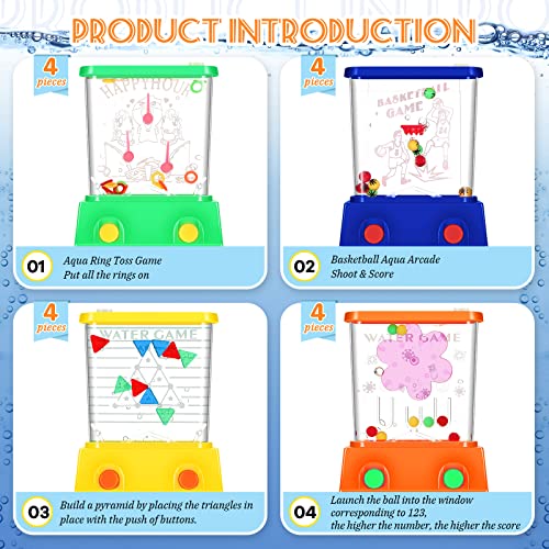 Zhanmai 16Pcs Handheld Water Games Mini Arcade Fish Ring Toss Basketball, Water Ring Toss Handheld Toys for Kids Adults, R...