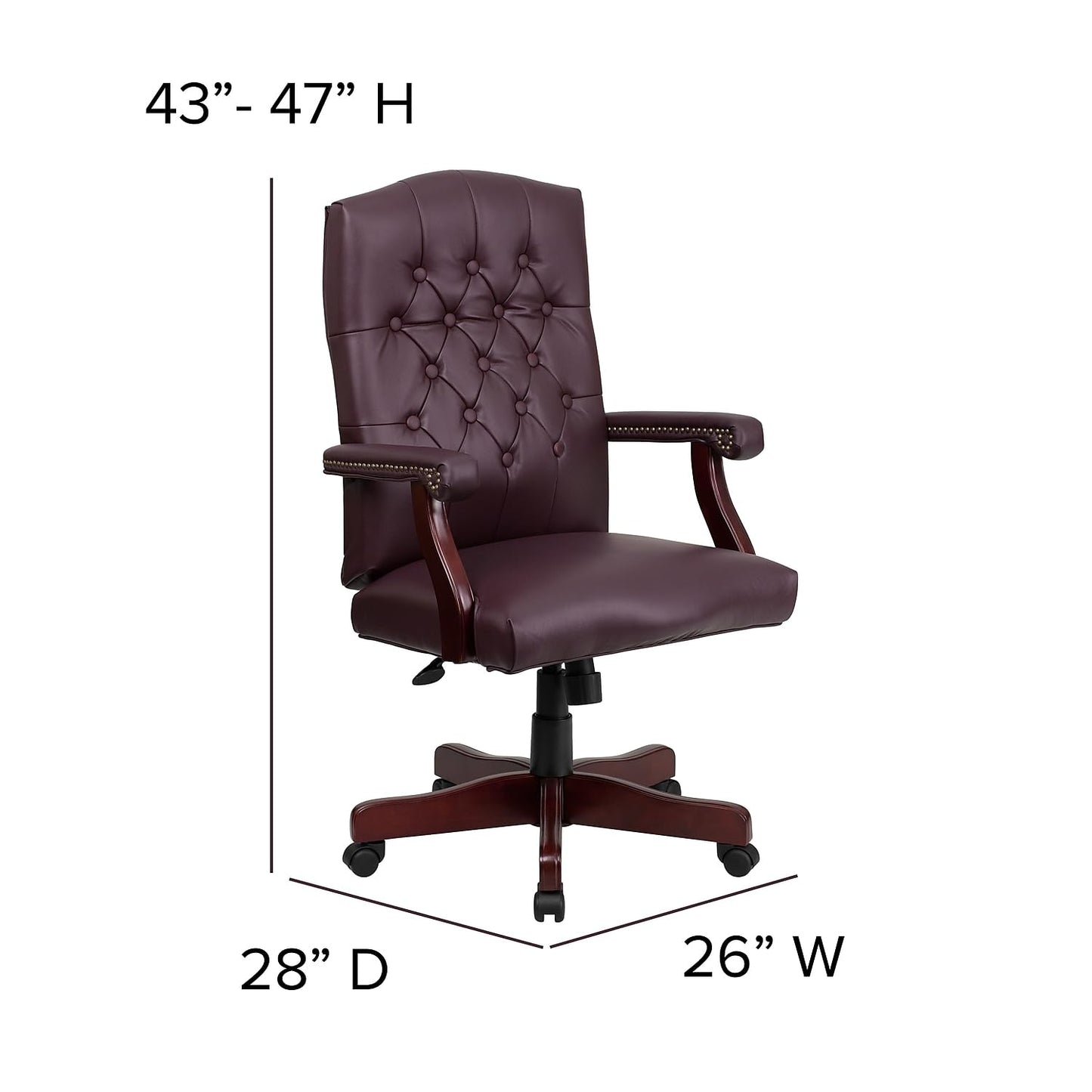Flash Furniture Martha Washington Burgundy LeatherSoft Executive Swivel Office Chair with Arms