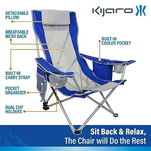 Kijaro Beach Sling Chair with Cooler Pocket - Various Fun Colors & Patterns - Perfect Beach Folding Chair and Camping Chai...