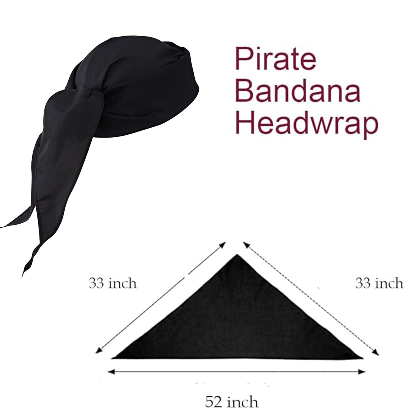 Pirate Accessories Set - Headband, Hat, Bandana, Sash Belt, Jewelry for Women and Men, Medieval Renaissance Halloween Costume (Black)
