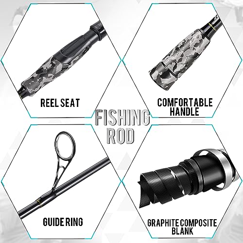 Sougayilang Fishing Rod and Reel Combo, Stainless Steel Guides Fishing Pole with Spinning Reel Combo for Bass Fishing