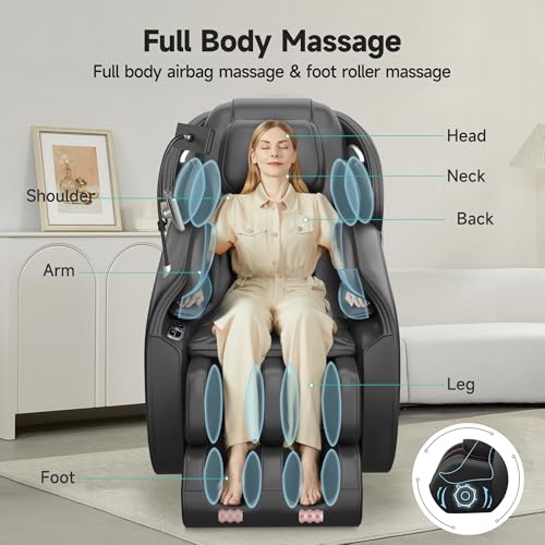 Real Relax 2026 Massage Chair Full Body,Zero Gravity SL-Track Shiatsu Massage Recliner with Upgraded Phone Controller and ...