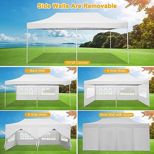 HOTEEL 10x20 Heavy Duty Pop Up Canopy Tent with Sidewalls, Commercial Outdoor Canopy Tents for Parties Event Wedding with ...