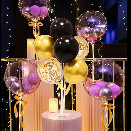 ZJDHPTY Black and Gold Party Decorations 4 Set Balloon Stand Table Centerpieces for Men's Women's Birthday Wedding Retirem...