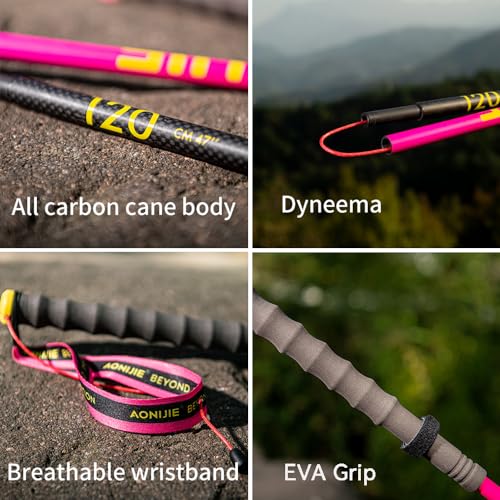 Carbon Fiber Trekking Poles 2 Collapsible and Ultralight Hiking Sticks for Backpacking Gear, Camping, Mountaining, Walking