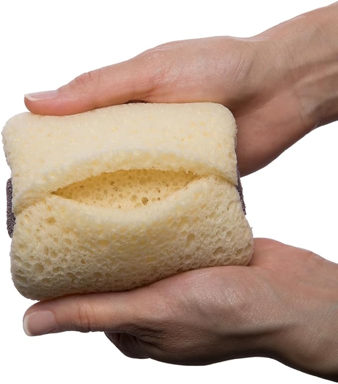 MartiniSPA Exfoliating Body & Shower Sponge with Soap Pocket. All Natural Italian Deep Cleansing Sponge with Soap Saver Pouch & Hand Strap for Men & Women - Use in Shower or Bath - 2 Units/Beige Color