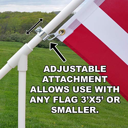 Portable Flag Pole - Premium Flagpole for Camping, The Beach, Tailgating, Includes 3x5 American Flag, Made of High Grade PVC